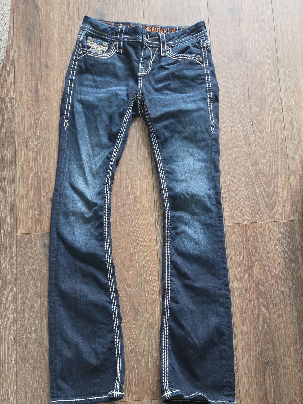 Rock Revival Women's Dark Blue Betty Mid-Rise Boot Cut Jeans